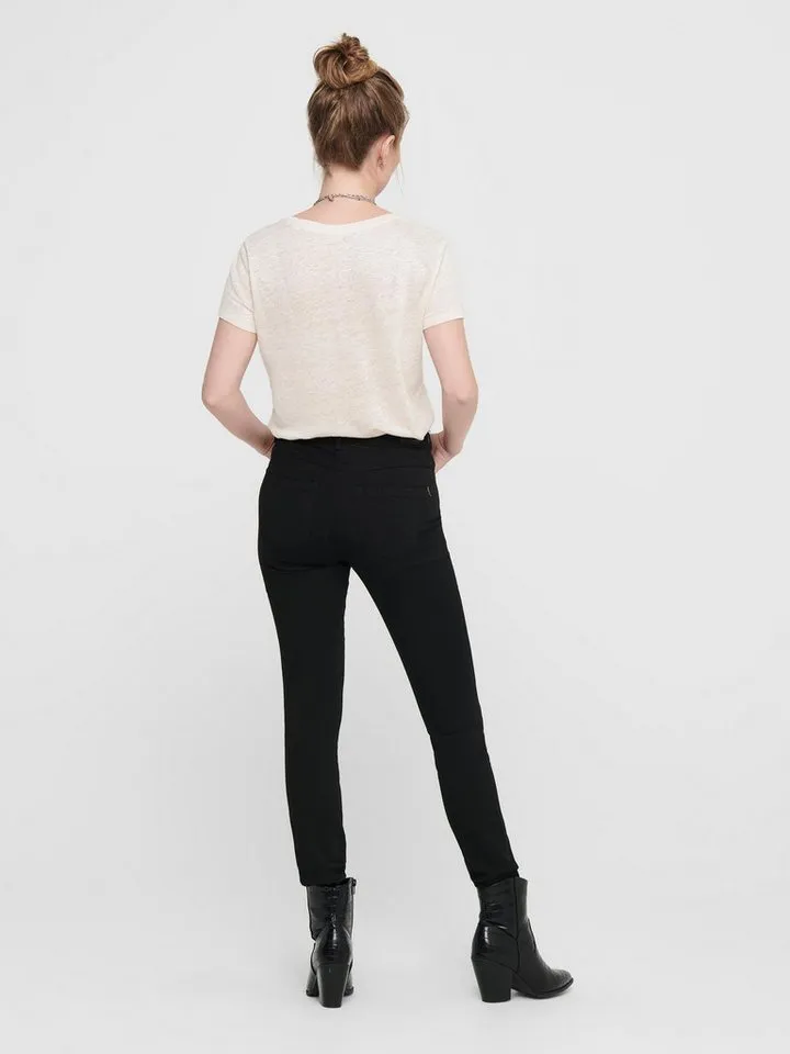 Only Only Skinny-fit-Jeans Skinny Fit Jeans High Waist Stretch für Damen TENCEL™ Modal nachhaltig unifarben elastisch Reißverschluss, Schwarz, – Produktbild 4 von 5