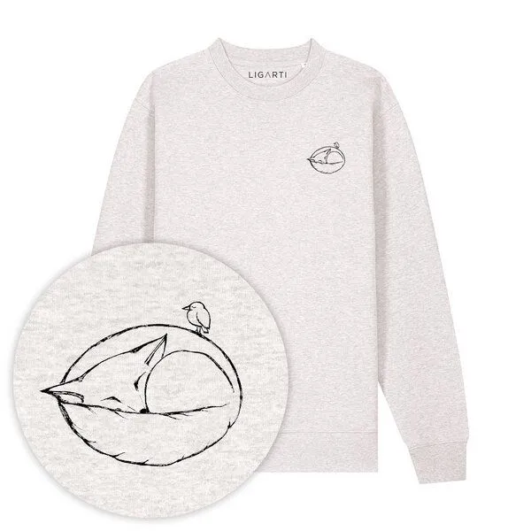 LIGARTI Pullover – Schlafender Fuchs – LIGARTI Tiermanufaktur, Hellgrau, – Produktbild 2 von 2