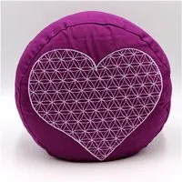 BAGHI BAGHI Bio Meditationskissen rund Herz-Blume-des-Lebens, Lila, – Produktbild 1 von 1