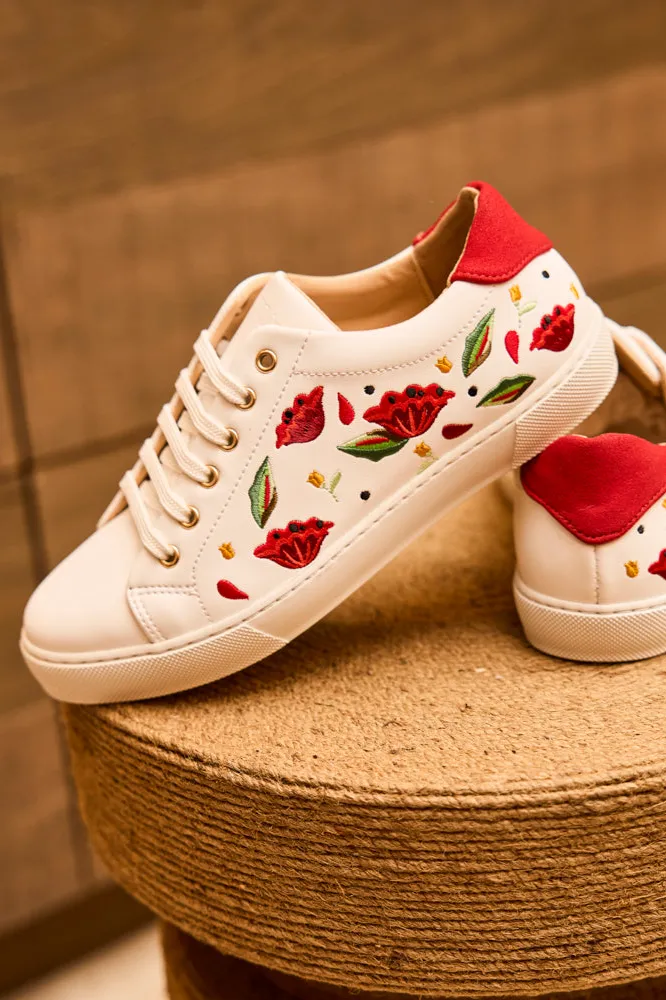 Minuit Sur Terre Minuit Sur Terre Damen vegan Sneaker Virevolte Coquelicots Weiß, Weiß, – Produktbild 2 von 2