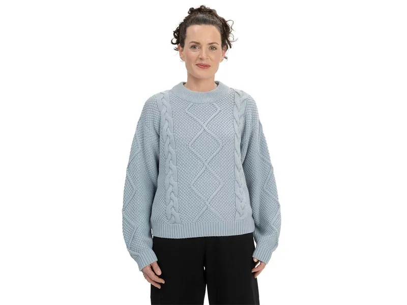 MELA MELA Zopfmuster Strickpullover Style SAMAIRA aus 100% Bio-Baumwolle, Cloudy blue, – Produktbild 1 von 5