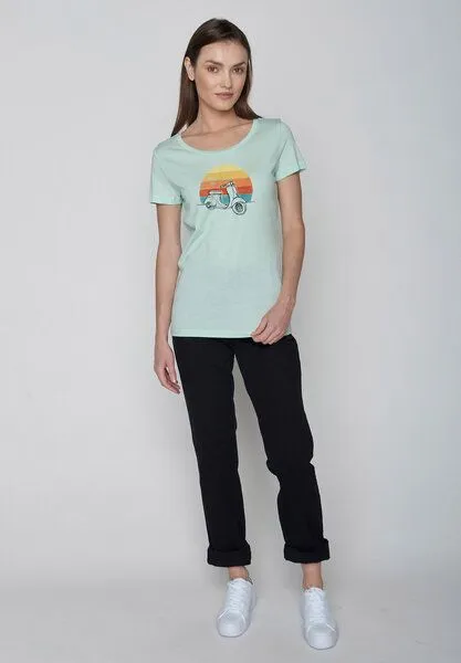 GreenBomb GREENBOMB Lifestyle Scooter Loves - Lässiges T-Shirt aus Bio-Baumwolle / hochwertiger Print / Fair & Vegan, Grün (spring green ), – Produktbild 3 von 4