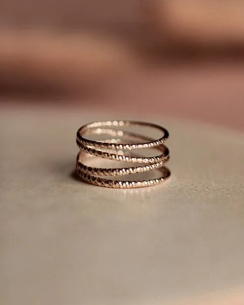 lille mus lille mus Ring 'Loop Glitzer' 925, Gold, – Produktbild 1 von 4