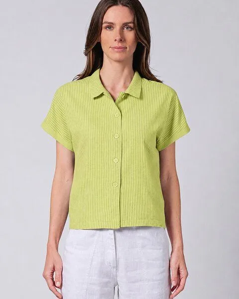 HempAge HempAge Kurzarm-Bluse Hanf/Biobaumwolle, Bamboo(grün), – Produktbild 2 von 4
