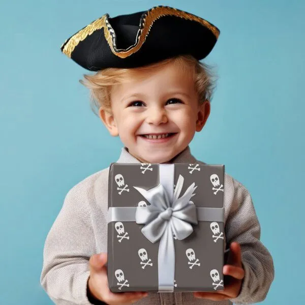 Fines Papeterie Fines Papeterie 3m Geschenkpapier Totenkopf für Kinder Halloween auf Rolle 300x47 cm – Produktbild 3 von 3