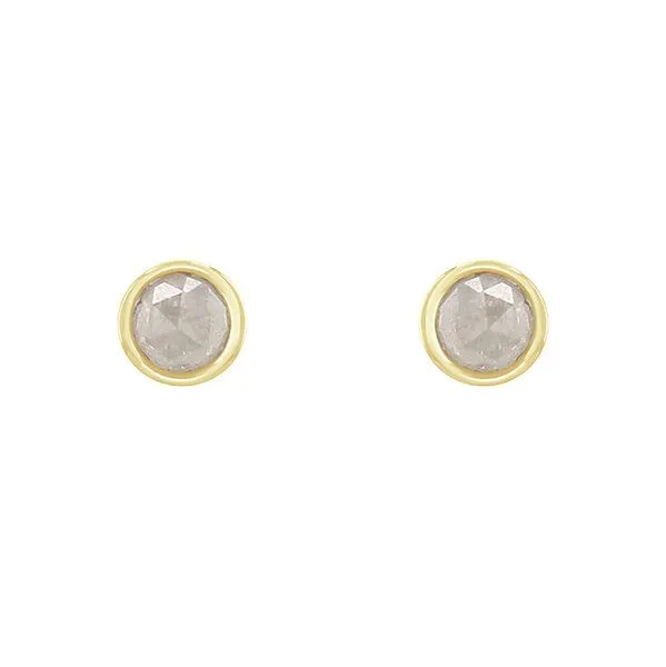 Eppi Eppi Minimalistische Ohrstecker mit Salt and Pepper Diamanten in Bezelfassung Tofine, Gelb, – Produktbild 3 von 4