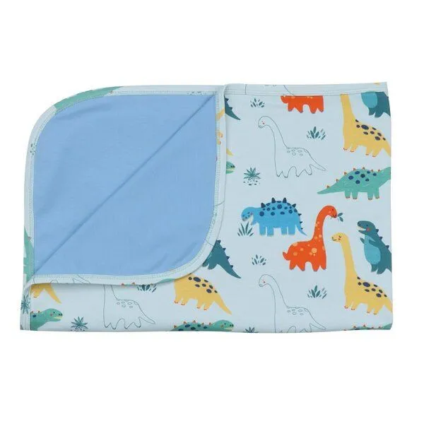 Walkiddy Babydecke GOTS zertifiziert – Blau mit Dinosauriermotiven, weich & kuschelig | von Walkiddy – Produktbild 1 von 2