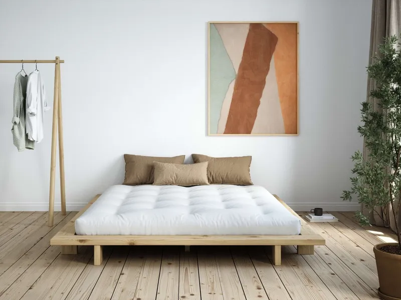 Karup Design Futonbett Bettgestell JAPAN BED Futonbett aus FSC®-zertifiziertem Massivholz (Mit Lattenrost), zeitlos, bequem & in mehreren Farben und Größen erhältlich, Beige, – Produktbild 1 von 8