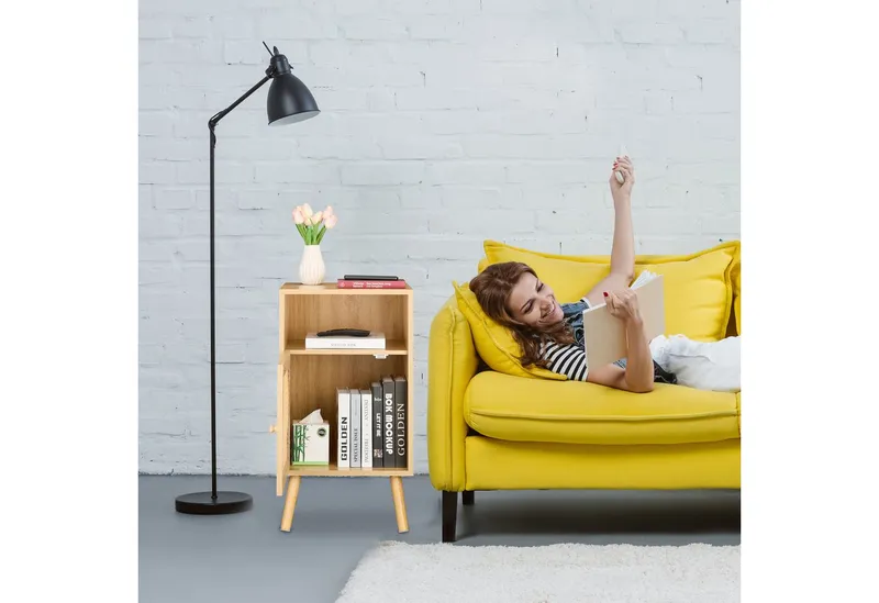 RELAXDAYS RELAXDAYS Nachttisch im Rattan-Design (1-St), Braun, – Produktbild 3 von 5