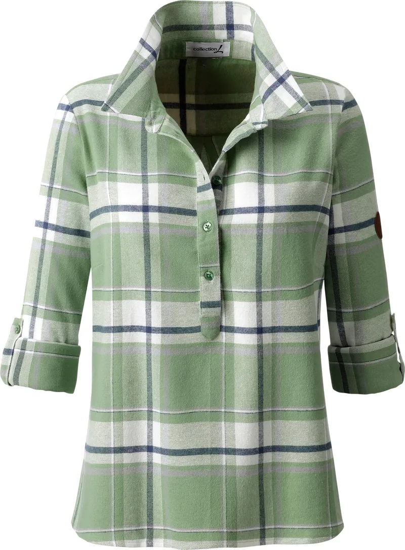Witt Flanellbluse eucalyptus-ecru-kariert, Eucalyptus-ecru-kariert, – Produktbild 3 von 3