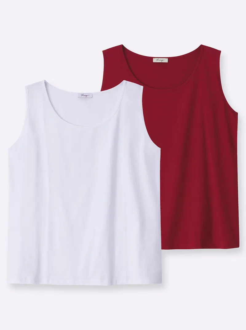 sheego Tanktop kirsche-weiß, Kirsche-weiß, – Produktbild 1 von 2