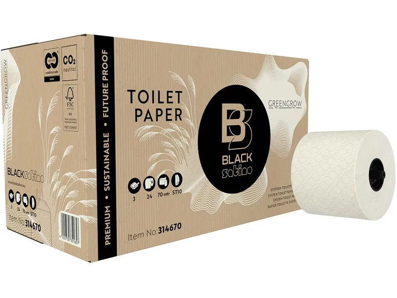 BlackSatino BlackSatino Toilettenpapier "GreenGrow" 3-lagig, 24 Rollen á 507 Blatt – Produktbild 1 von 1