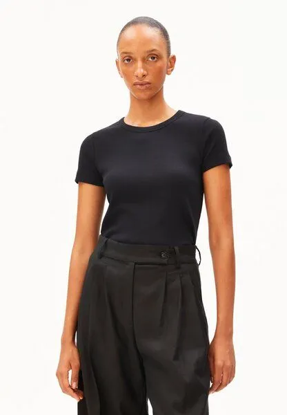 ARMEDANGELS ARMEDANGELS KARDAA Damen Ripp-T-Shirt aus Bio-Baumwoll Mix, Black, – Produktbild 1 von 4