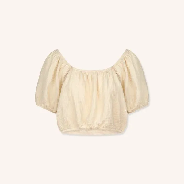 NORDLICHT NORDLICHT Damen Musselin Crop Top aus Bio-Baumwolle MAILIN, Natur, – Produktbild 2 von 4