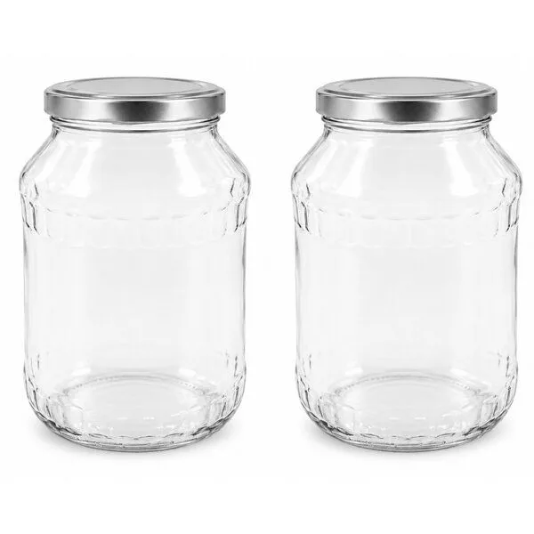 mikken mikken 2 Einmachgläser 2650 ml mit Deckel (TO100), Silber, – Produktbild 1 von 4