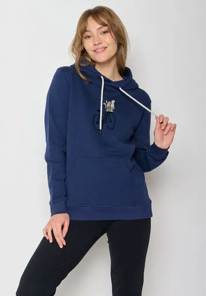 GreenBomb GREENBOMB Bike Cats Basket Chipper - Gemütlicher Hoodie aus Bio-Baumwolle / hochwertiger Print / GOTS / Fair & Vegan, Blau (marineblau), – Produktbild 1 von 4
