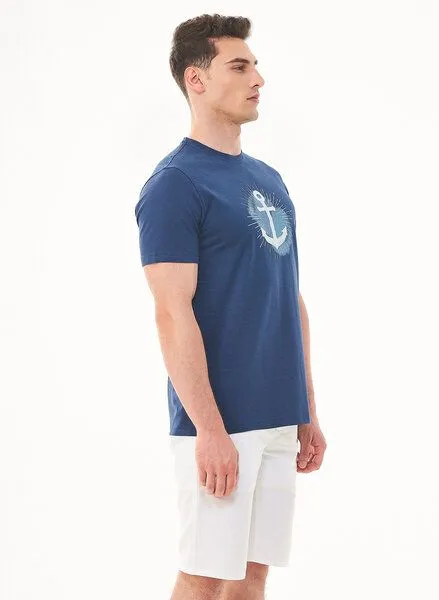 ORGANICATION ORGANICATION T-Shirt aus Bio-Baumwolle mit Anker-Print, Blau(navy), – Produktbild 3 von 4