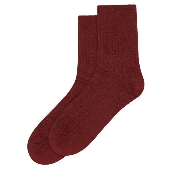 KnowledgeCotton Apparel KnowledgeCotton Apparel 1-Pack Socken CABLE Strukturstrick aus Bio-Baumwolle und recyceltem Polyester, Rot (fired-brick), – Produktbild 1 von 2