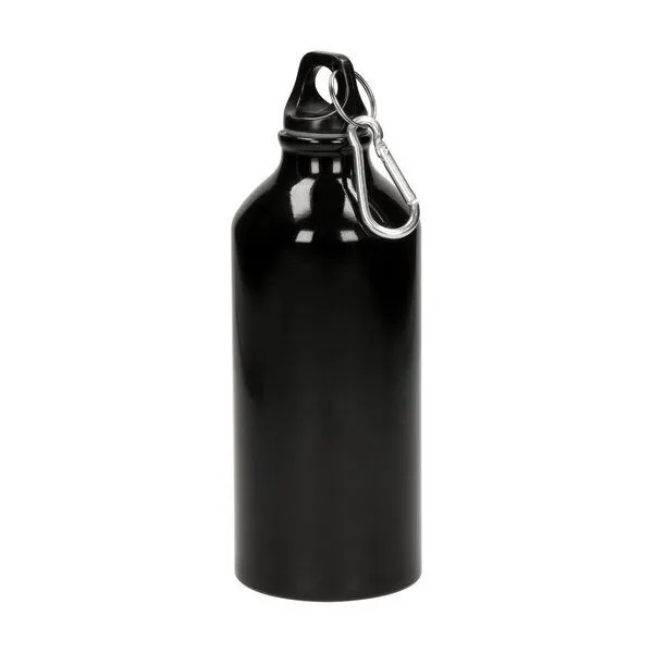 elasto elasto Aluminiumflasche "Sporty" 0,6 l - Outdoorflasche mit Karabiner, Schwarz, – Produktbild 1 von 3