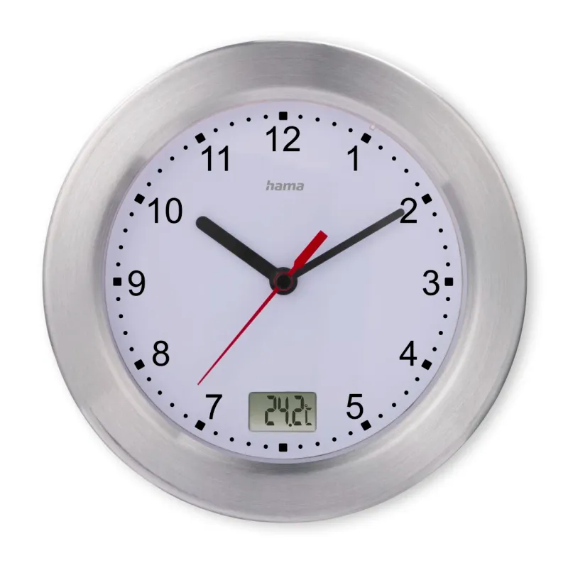 Hama Hama Badezimmeruhr "Mauritius", Wanduhr mit Thermometer, ohne Ticken, Ø 17 cm – Produktbild 1 von 5