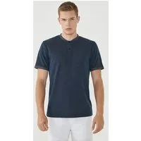 ORGANICATION ORGANICATION Henley-Shirt aus Bio-Baumwolle mit Punktmuster, Navy/beige, – Produktbild 2 von 2