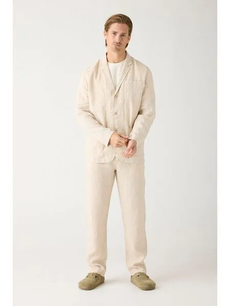 KnowledgeCotton Apparel KnowledgeCotton Apparel Leinen-Hose CHUCK, Yarndyed light feather gray, – Produktbild 3 von 4