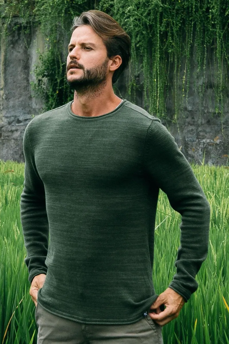 The Driftwood Tales The Driftwood Tales Herren vegan Strickpullover Armygrün, Dunkelgrün, – Produktbild 2 von 2