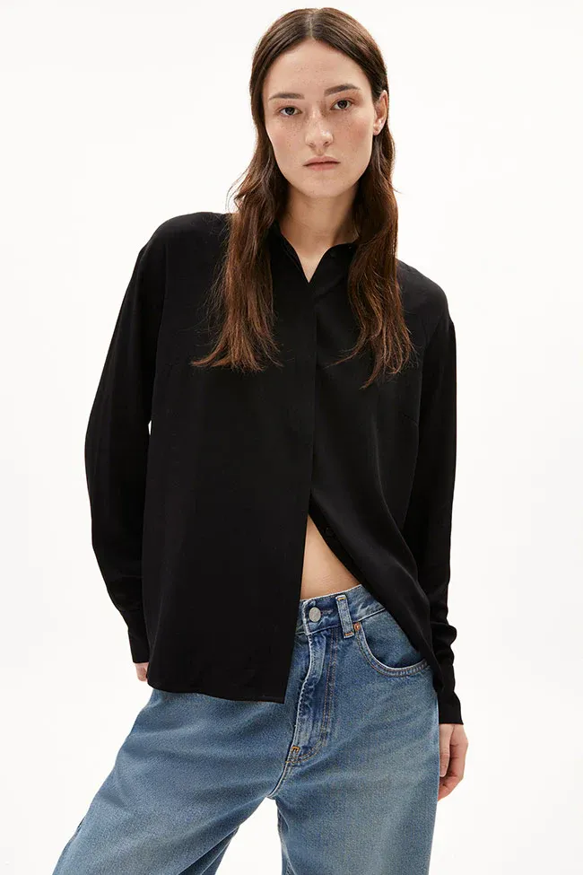 ARMEDANGELS ARMEDANGELS Damen vegan Bluse Longsleeve Larisaana Schwarz, Schwarz, – Produktbild 2 von 2