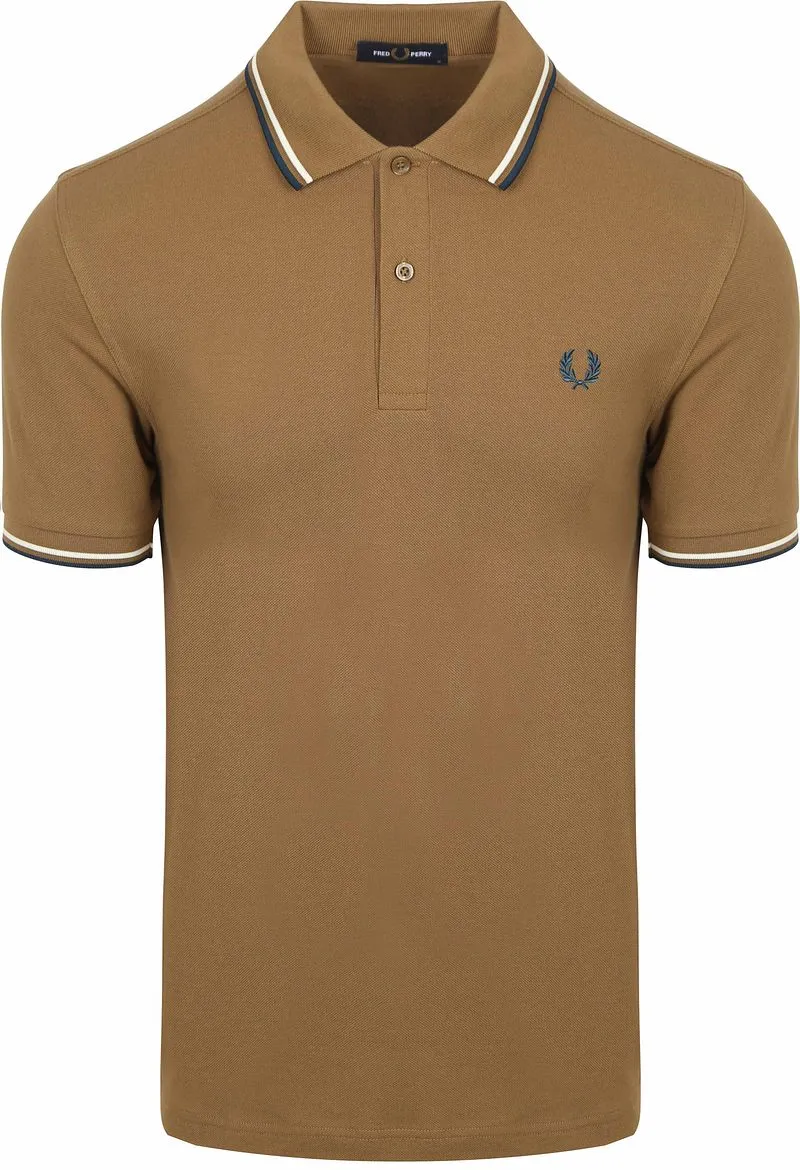 Fred Perry Fred Perry Polo Twin Tipped M3600 Braun Z60 - Größe L, Braun, – Produktbild 2 von 3
