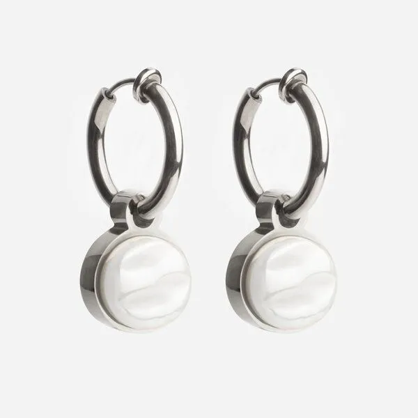 ALEXASCHA ALEXASCHA Silber Clip Creolen mit Anhänger | Mix & Match, Schneeweiß, – Produktbild 1 von 4