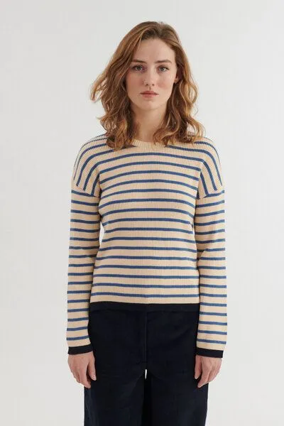 Basic Apparel Basic Apparel Gestreifter Sweater LILA - Pullover aus Bio-Baumwolle, Lila, – Produktbild 1 von 3