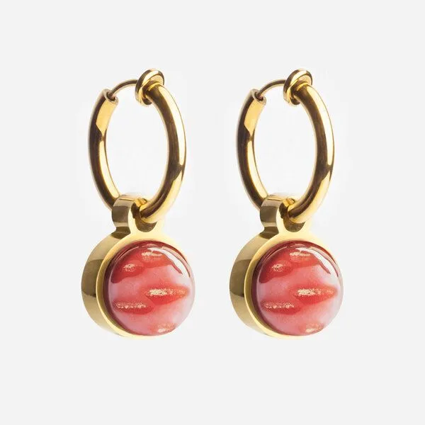 ALEXASCHA ALEXASCHA Gold Clip Creolen mit Anhänger | Mix & Match, Kirschrot, – Produktbild 1 von 4