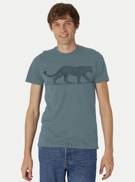 Peaces.bio - handbedruckte Biomode Peaces.bio - handbedruckte Biomode Bio Fit T-Shirt Leopard Herren, Petrol, – Produktbild 1 von 2