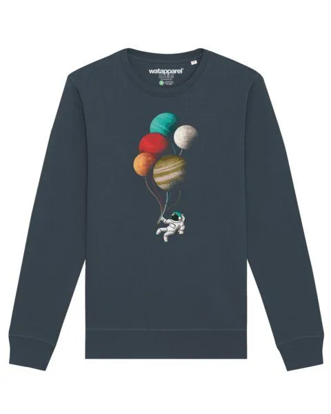 watapparel watapparel Sweatshirt Unisex Balloon Spaceman, India ink grey, – Produktbild 1 von 4