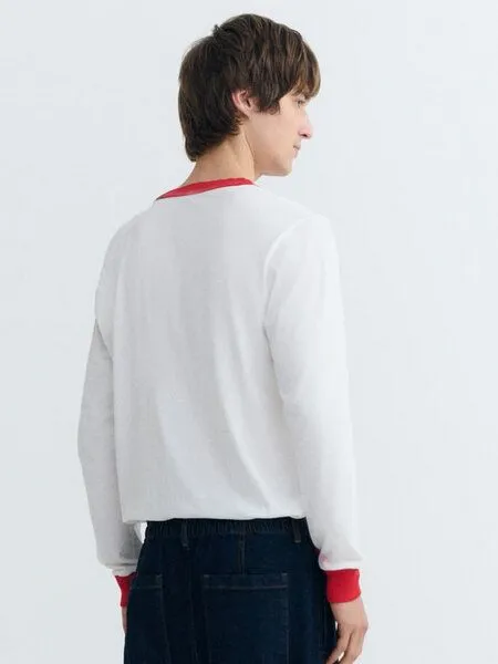 thinking mu thinking mu Herren Longsleeve - Emilio R Tee - Bio-Baumwolle, Puños red (rot), – Produktbild 2 von 3