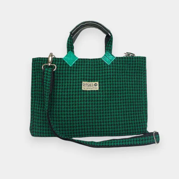 REFISHED fair fashion REFISHED fair fashion Tasche 'ISOLDE BAG', #tweed schwarz-grün, – Produktbild 1 von 6