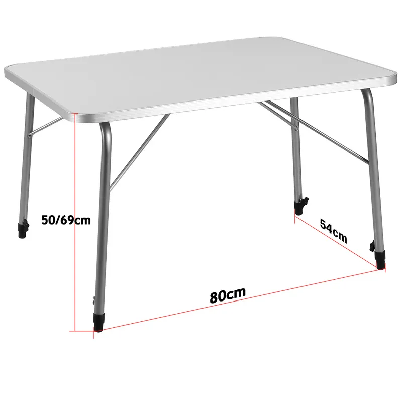 Casaria® Gartentisch Silber Alu 80x55x50/69cm klappbar, Silber, – Produktbild 2 von 2