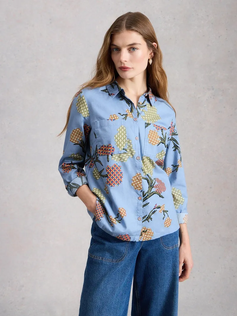 White Stuff Bluse Sophie aus Bio-Baumwolle - 36, Blau print, – Produktbild 3 von 4