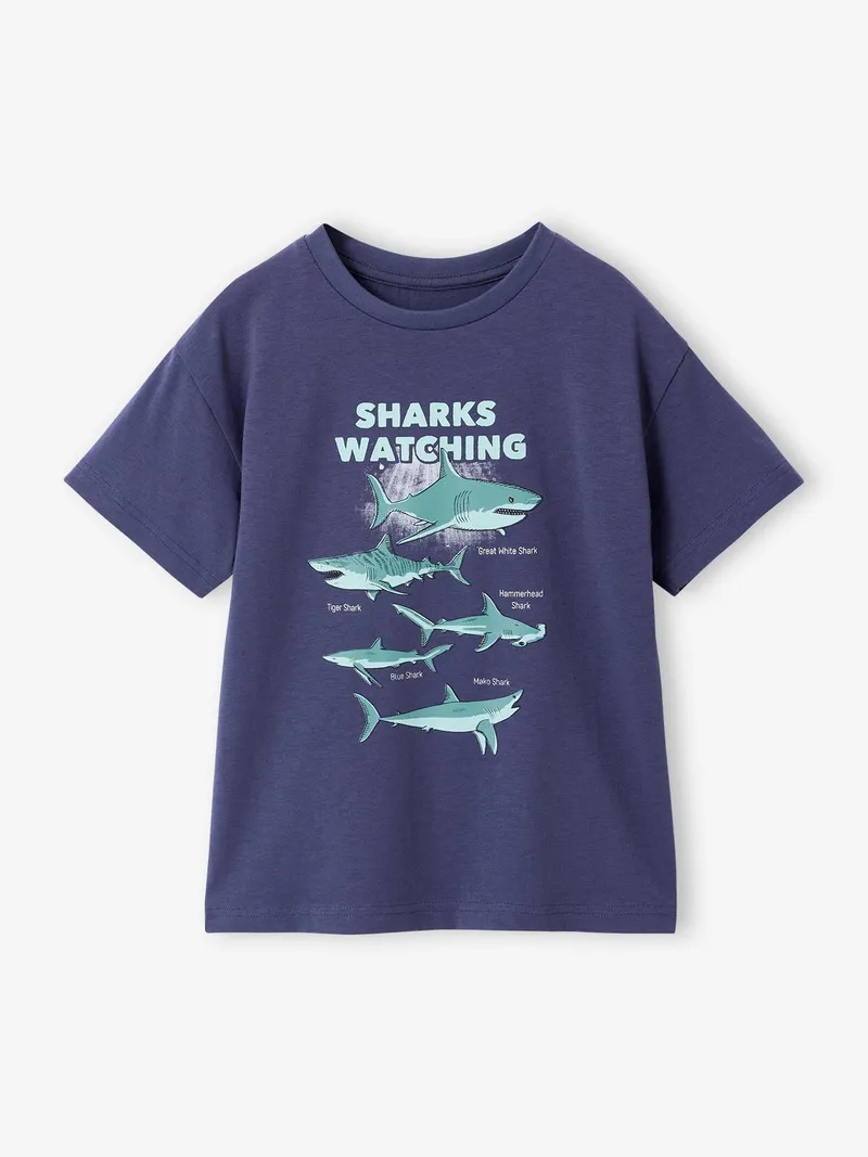Vertbaudet Jungen T-Shirt mit Tierprint, Schieferblau, – Produktbild 1 von 2