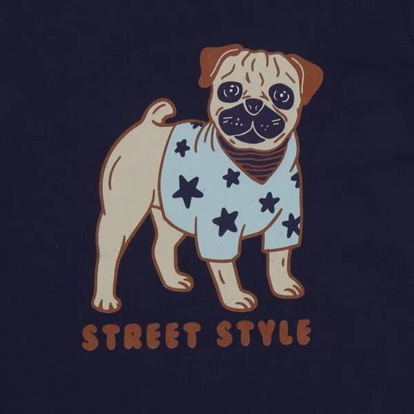 Walkiddy Walkiddy Kinder Langarmshirt GOTS-zertifiziert aus Bio-Baumwolle dunkelblau mit Hunde-Motiv „Crazy Dogs“, Dunkel blau, – Produktbild 2 von 3