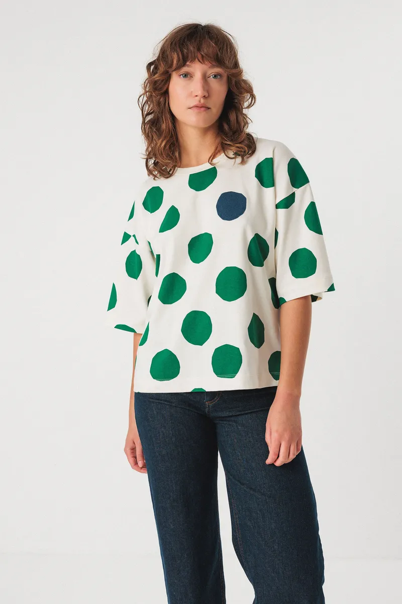SKFK SKFK Damen vegan T-Shirt Lariz Weiß/Grün, Weiß, – Produktbild 1 von 3
