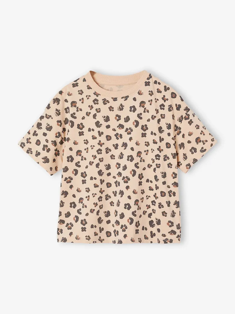 Vertbaudet Bedrucktes Mädchen T-Shirt, Sandbeige leo, – Produktbild 2 von 3