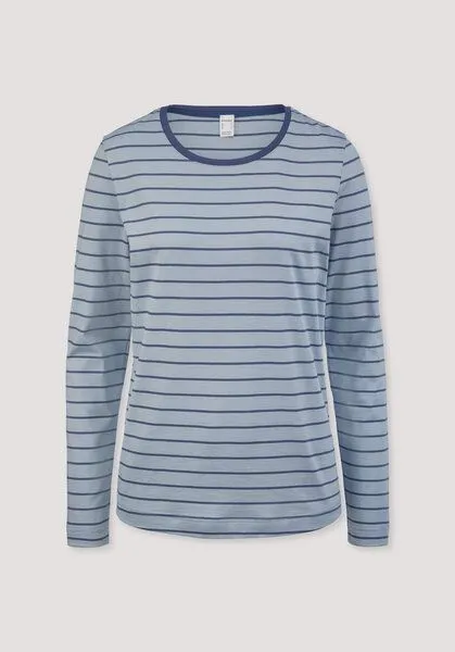 hessnatur hessnatur Langarm-Schlafshirt aus reiner Bio-Baumwolle, Helles jeansblau, – Produktbild 3 von 4