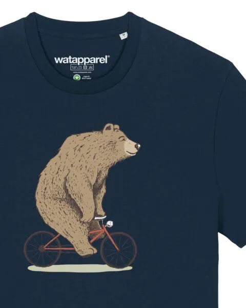 watapparel watapparel T-Shirt Unisex Fahrradbär, French navy, – Produktbild 3 von 4