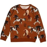Walkiddy Mädchen Sweatshirt Bio-Baumwolle „Joyful Horses“ rostbraun, weicher Langarm-Pullover von Walkiddy für Schulkinder, kuscheliges Jerseysweat, hautfreundlich & nachhaltig gefertig – Produktbild 1 von 1