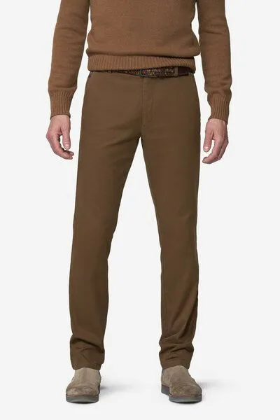 Meyer MEYER Chino im Canvas-Look, Gelb (karamell), – Produktbild 1 von 8