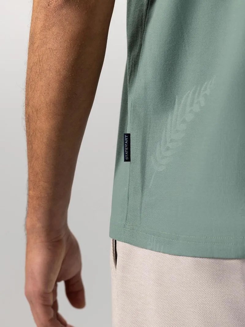State of Art State of Art Polo Piqué Blattmuster Jade - Größe XXL, Grün, – Produktbild 4 von 5