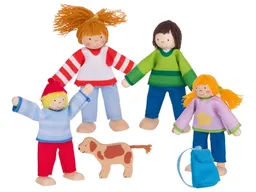 Goki goki Biegepuppen Camping Familie 4 Personen und 1 Hund Maße 9-11 cm – Produktbild 1 von 1