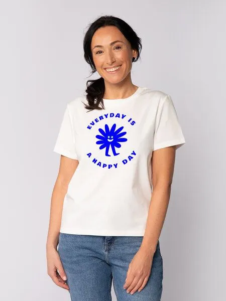 watapparel watapparel T-Shirt Frauen Everyday is a happy day, Off white, – Produktbild 1 von 4