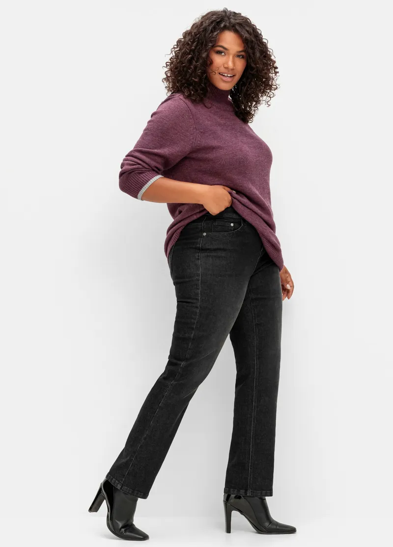 sheego Gerade Jeans black denim, Black denim, – Produktbild 2 von 3